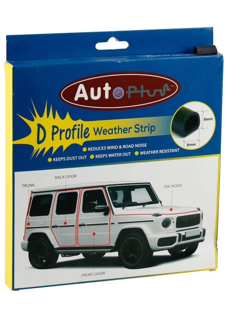 Autoplus D Profile Weather Strip Foam Tape Weather-Resistant EPDM Rubber - Image 1
